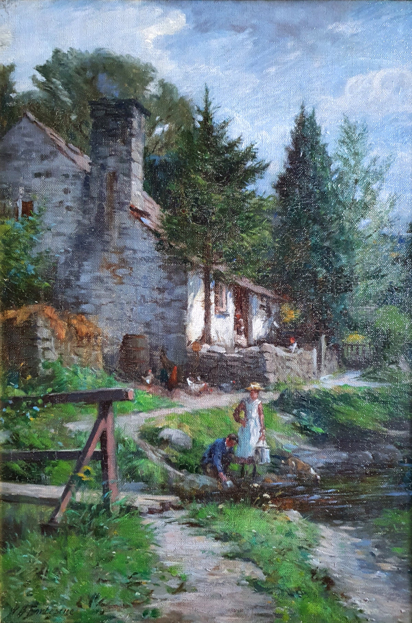 William Banks Fortescue oil painting for sale - A Welsh Cottage