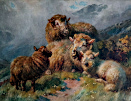 William R.C Watson watercolour for sale, Sheep in the highlands