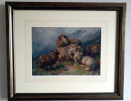 William R.C Watson watercolour, Sheep in the highlands, framed