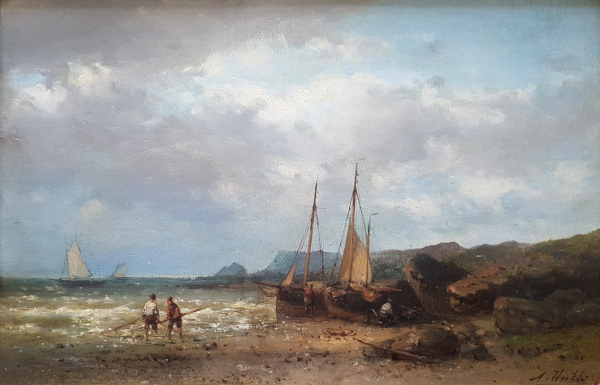 Abraham.Hulk.Snr.oil.painting.for.sale - Hauling the nets