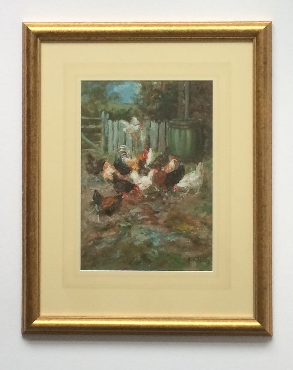 Chickens Feedind.Frame. J.F.Slater