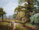 Edward Henry Holder oil painting for sale: Sheep on a lane