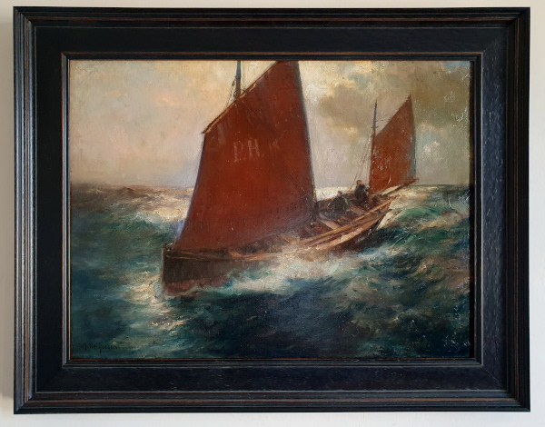 Franz Muller-Gossen, oil painting for sale, Riding the waves