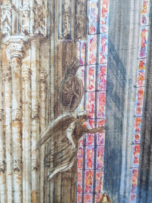 Henri.Schafer.watercolour.cathedral.angel - San miguel interior, Xeres, Spain
