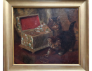 Wilson Hepple, oil painting for sale, Kittens, framed