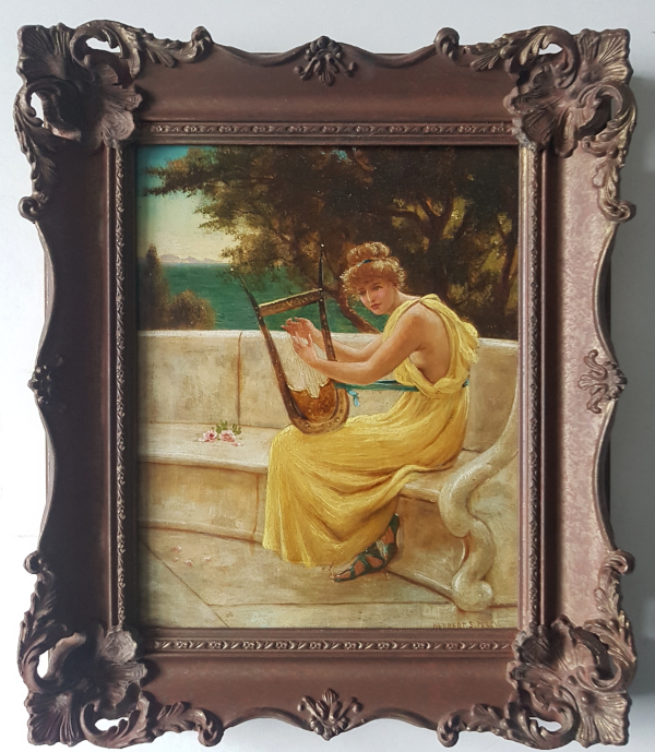 Herbert_Sidney_Percy_Oil_painting_Grecian_Harp_Player.Frame.