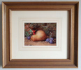 William Hough watercolour - Pear, plums and rose hip still life beautifully framed