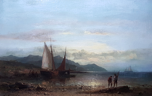 Abraham.Hulk.Snr.oil.painting.for.sale - Fishing boats on the beach