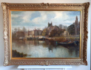 the Thames at Old Isleworth, oil painting, framed