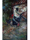 John_Falconar_Slater_oil.painting.for.sale - Rooster and hens