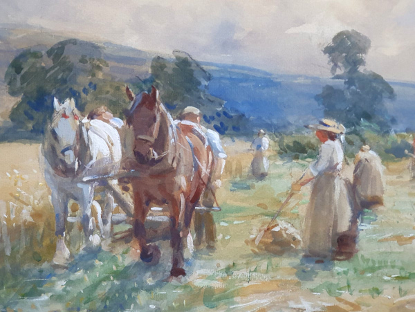 John Atkinson watercolour: horse team