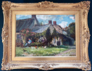 John Falconar Slater oil painting, Cottage Garden, framed