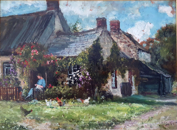 John Falconar Slater oil painting for sale, Cottage Garden, no frame