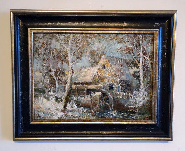John Falconar Slater, oil painting , Mill in winter
