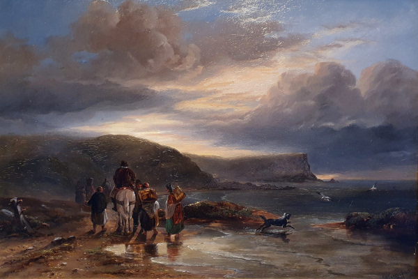 John Wilson Carmichael oil painting for sale, On the shore