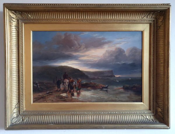 John Wilson Carmichael oil painting, On the shore, frame