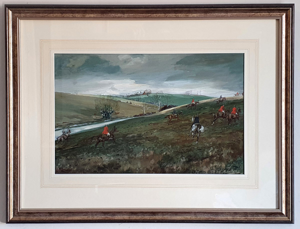 Michael Lyne, watercolour, The Chase, framed