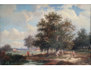 Patrick Nasmyth, oil painting for sale, Landscape with figures and farmstead
