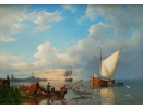 Pieter.Cornelis.Dommersen.oil.painting.for.sale - Hauling the nets