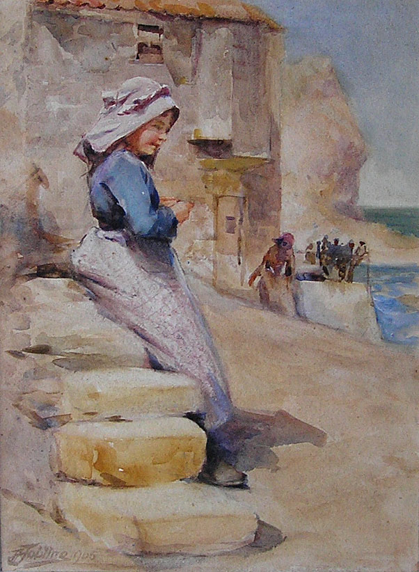 Robert Jobling watercolour the fishermans daughter