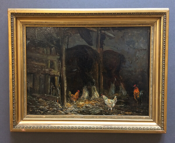 Barn with Horses and Chickens.Frame.J.F.Slater