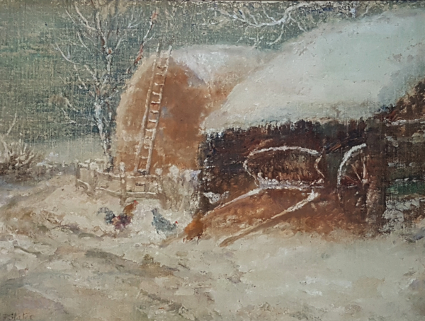 John.Falconar.Slater_oil.painting.for.sale-snow_farmyard