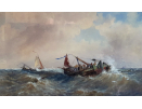 Thomas Bush Hardy watercolour for sale: Boat in rough seas