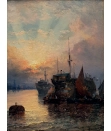 William Anslow Thornley, oil painting for sale, harbour dawn
