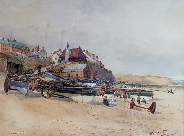 Thomas Swift Hutton watercolour for sale:Cullercoats, slipway