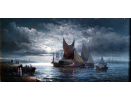 William Anslow Thornley oil painting for sale, Moonlight over Gravesend